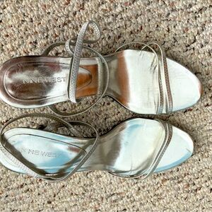 Silver 2" heel sandals